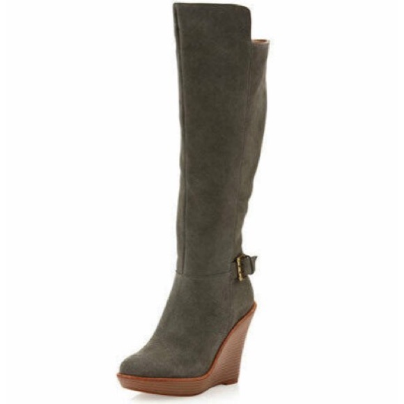 Andrew Stevens Shoes - Andrew Stevens Melania 10 Wedge Boot Gray Suede